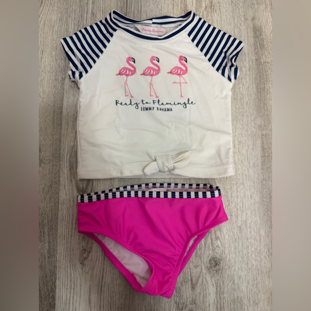 Tommy Bahama Kids Flamingo Swim Set - Pink and White